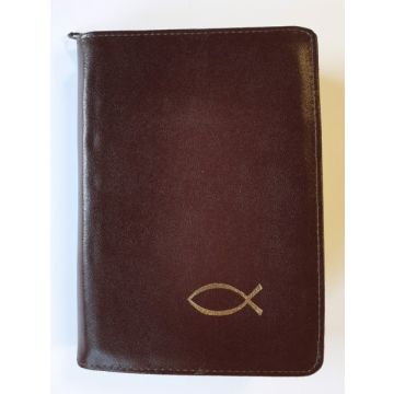 Biblia TB mała skóra brąz zamek rybka WG index