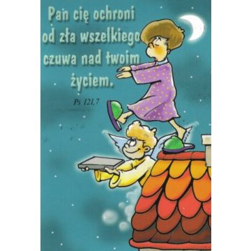 Naklejka prostokąt - Pan cię ochroni - dach