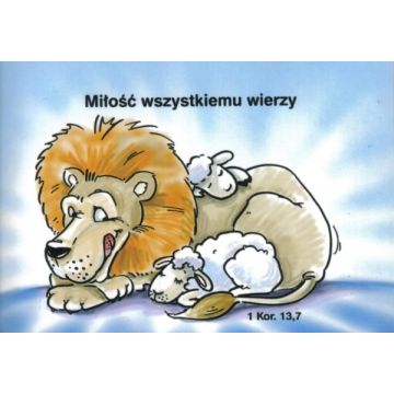 Naklejka prostokąt - Miłość - lew i owieczki