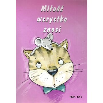 Magnes na lodówkę - Miłość wszystko znosi - kotek