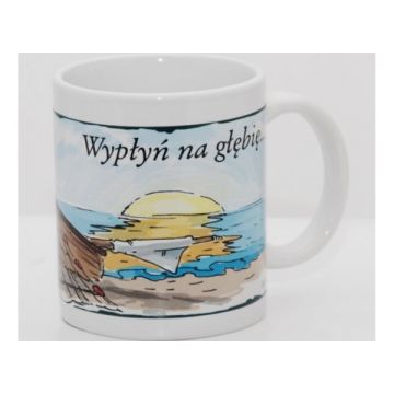 Kubek ceramiczny - Wypłyń na głębię - łódź
