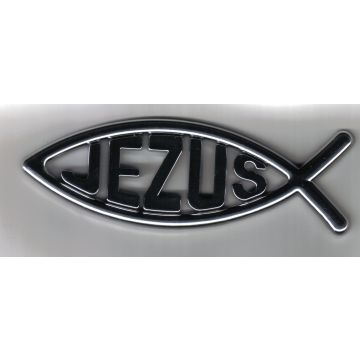 Rybka na auto - plastikowa - Jezus - duża - srebna