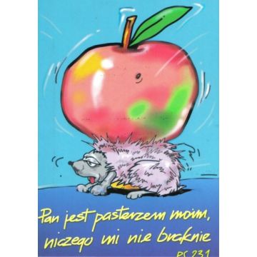 Naklejka prostokąt - Pan jest pasterzem - jabłko
