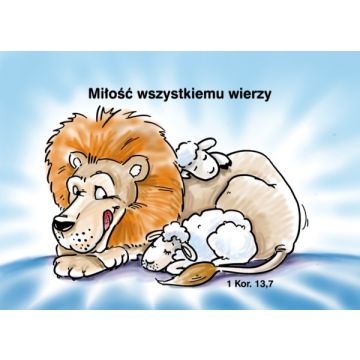Kartka promise - Miłość wszystkiemu wierzy - lew