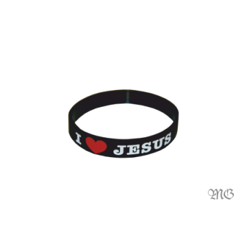 Opaska silikonowa - I love Jesus - czarna