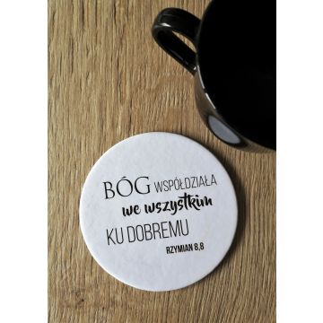 Podkładka korkowa okrągła - Bóg współdziała