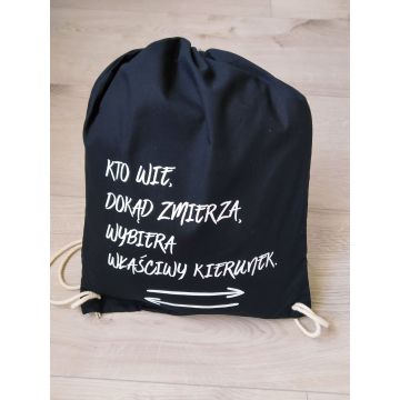 Plecak płócienny - Kto wie dokąd - czarny