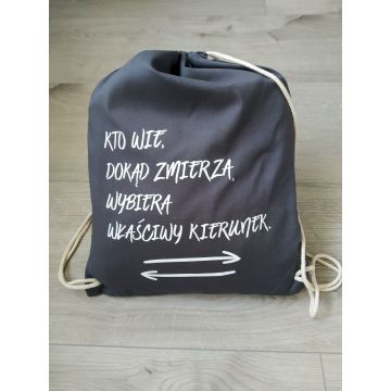 Plecak płócienny - Kto wie dokąd - szary