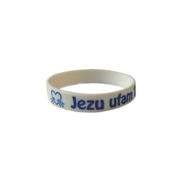 Opaska silikonowa - Jezu ufam Tobie - biała