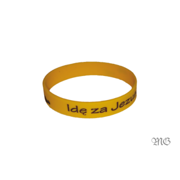 Opaska silikonowa - Idę za Jezusem -żółta