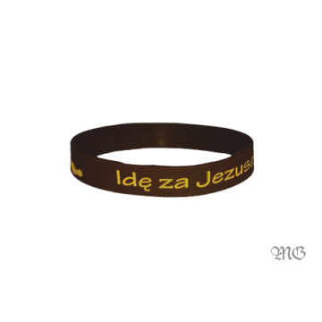 Opaska silikonowa - Idę za Jezusem - brązowa