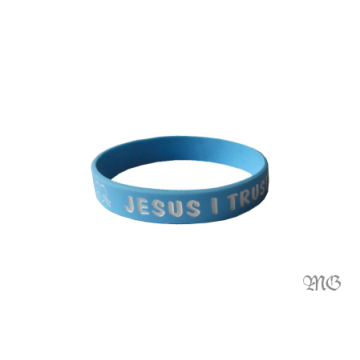 Opaska silikonowa - Jesus I trust - niebieska