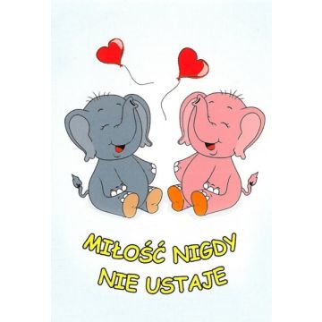 Kartka promise - Miłość nigdy nie ustaje - słoniki