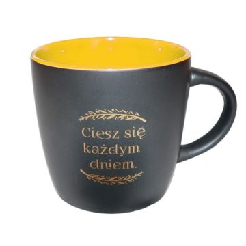 Kubek matowy - ciesz się każdym dniem - żółty