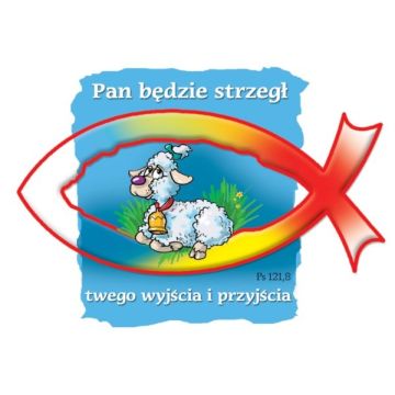 Kartka promise - Pan będzie strzegł - rybka z owcą
