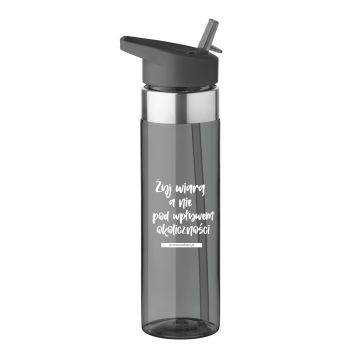 Bidon z tritanu ze słomką 650ml - czarny - Żyj