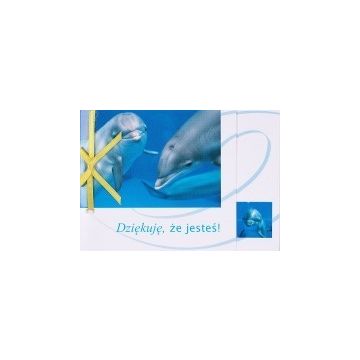 Kartka z kokardką - dziękuję, że jesteś, delfin