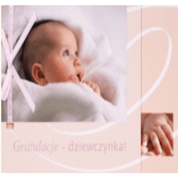 Kartka z kokardką - gratulacje, dziewczynka