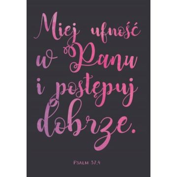 A Kartka składana - Miej ufność w Panu - róż