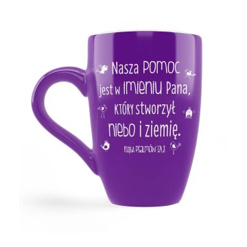 Kubek ceramiczny - Nasza pomoc jest - fiolet