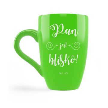 Kubek ceramiczny - Pan jest blisko - zielony