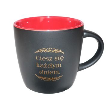 Kubek matowy - ciesz się każdym dniem - czerwony
