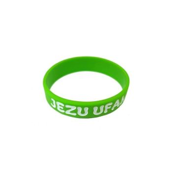 Opaska silikonowa mała - Jezu ufam - zielona
