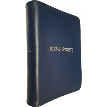 Nowa Biblia gdańska skóra zamek granatowa wycięcia