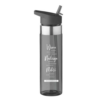Bidon z tritanu ze słomką 650ml - czarny - Wiara