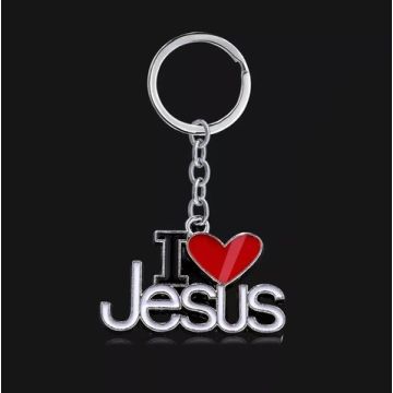 Brelok metalowy -  I Love Jesus