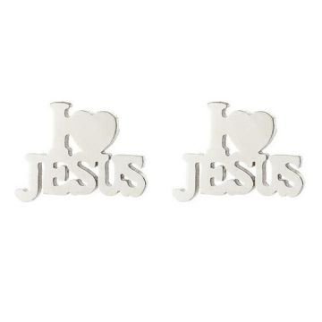 Kolczyki - I love Jesus - srebne
