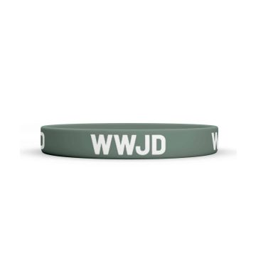 Opaska silikonowa - WWJD - oliwkowa