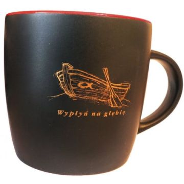 Kubek matowy - wypłyń na głębię - łódka - czerwony