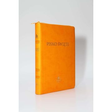 Biblia DBG - PU pomarańczowa zamek złocona