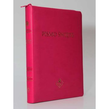 Biblia DBG - PU amarantowa zamek złocona