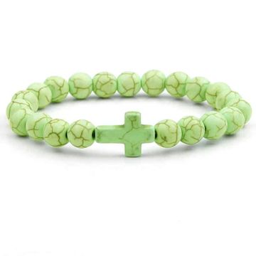 Bransoletka z krzyżykiem - pistacja