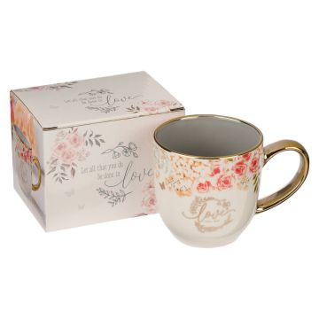 Kubek ceramiczny - Love Red and Orange Floral