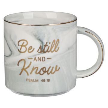 Kubek ceramiczny - Be Still White Marbled Ceramic