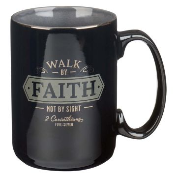 Kubek ceramiczny - Walk By Faith Black