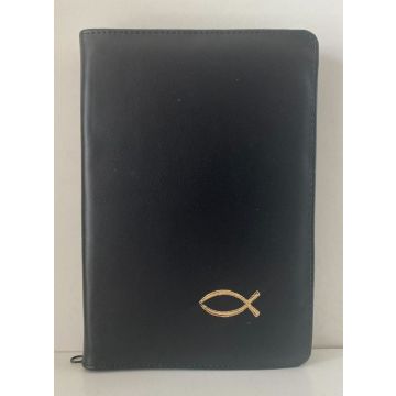 Biblia TB średnia - skóra - czarna - index - rybka