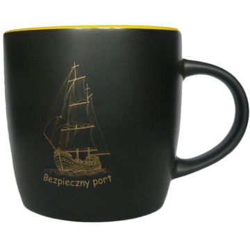 Kubek matowy - bezpieczny port - żółty