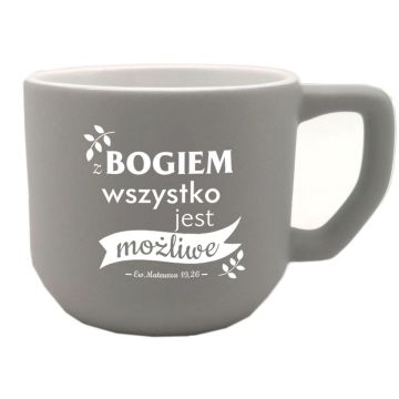 Kubek matowy - beczka - szary - Z Bogiem