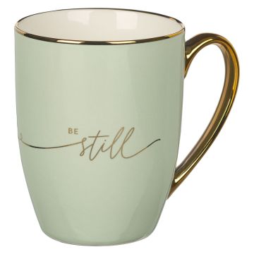 Kubek ceramiczny - Be Still Soft Green and Gold