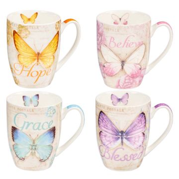 Kubek ceramiczny zestaw 4 - Butterflies