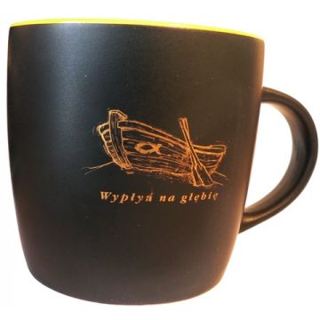 Kubek matowy - wypłyń na głębię - łódka - żółty