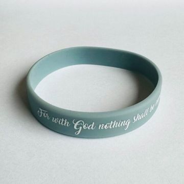Opaska silikonowa - For with God - niebieski