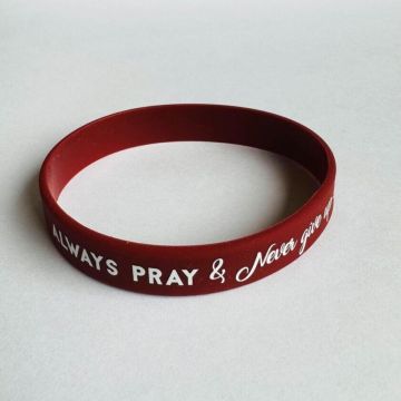 Opaska silikonowa - Always pray - brązowy
