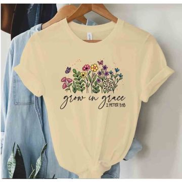 Koszulka - Grow in Grace - M - kremowa