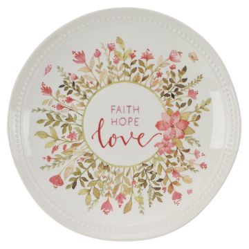 Talerz ozdobny - Faith Hope Love Pink