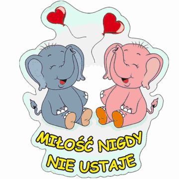 Magnes na lodówkę kształt - Miłość nigdy - słoniki
